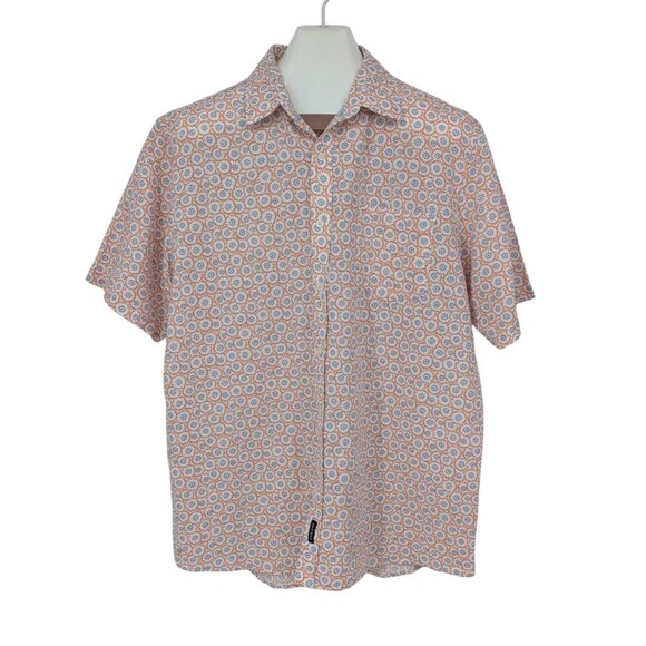 Gazman Button Down Shirt Men Size XL Geometric Allover Linen Blend Resort Preppy - Picture 1 of 10